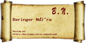 Beringer Nóra névjegykártya